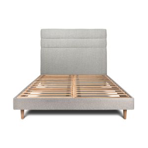 Cama de 135x190 cm con cabecero de línea - tejido rizado - gris