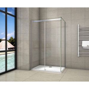 Mampara corredera frontal y panel lateral,(1575-1595)x(683-703)x1950mm