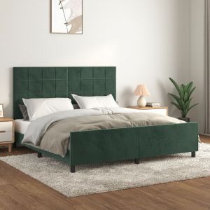Cama con cabecero terciopelo verde oscuro 180x200 cm reg8866