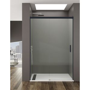 Mampara de ducha frontal basic 1+1 95-100cm transparente perfil negro