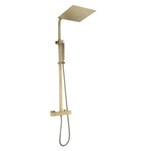 Square ii columna de ducha termostática cuadrada en oro cepillado
