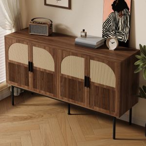 Aparador de 4 puertas estilo retro natural 80x140x40cm