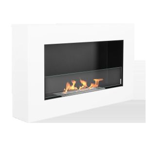 Chimenea bioetanol box blanca 65x40 cm con cristal