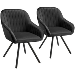 2 sillas de comedor giratoria 360º de terciopelo 58x58x82 cm negro