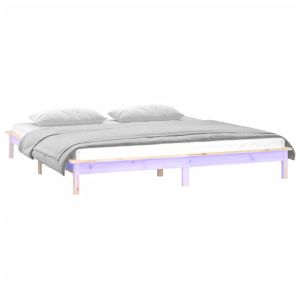 vidaXL estructura de cama con LED madera maciza king size 150x200 cm