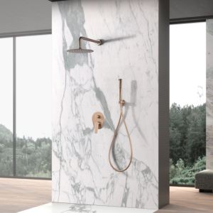 Imex - columna ducha empotrada con grifo oro rosa serie delos