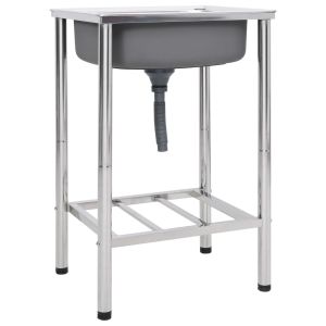 vidaXL fregadero de camping de un seno acero inoxidable