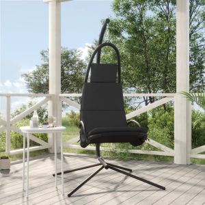 Silla coLGante jardín con cojín acero y tela oxford gris oscuro