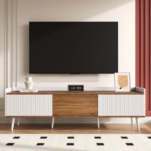 Mueble para televisor,blanco+madera,49,5×160×39cm