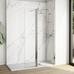 Mampara ducha fijo walk in | panel ducha transparente 115cm cromo brillo