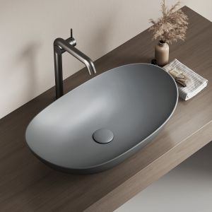 Emke lavabo ovalado gris oscuro mate 61,5x36x15,5 cm