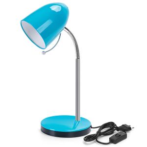 Aigostar lámpara de escritorio retro metal E27, flexo azul (sin bombilla)