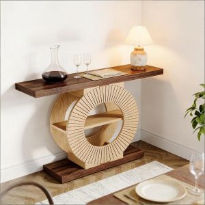 Mesa consola para recibidor estilo rústico madera marrón
