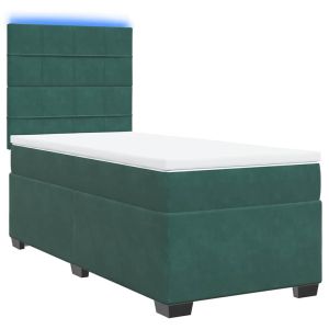 vidaXL cama box spring con colchón terciopelo verde oscuro 80x200 cm