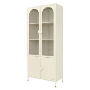 Vitrina de 4 puertas crema 185 cm de metal con 4 compartimentos