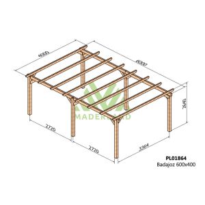 Cochera de madera - badajoz 600x400cm (maderland)