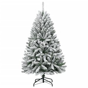 Árbol de navidad artificial con bisagras y nieve flocada 120 cm es8707