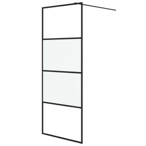 vidaXL mampara de ducha vidrio esg semiesmerilado negro 80x195 cm