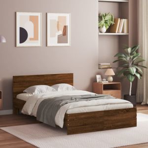 Cama con cabecero marrón roble 120x190 cm