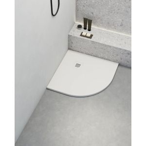 Plato de ducha poaLGi - 90x90 cm semicircular - blanco - extraplano