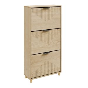 Zapatero 3 cajones roble claro 60x24x120cm
