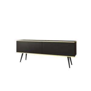 Mueble tv contemporáneo - negro mate - patas de metal - 135x30x52 cm