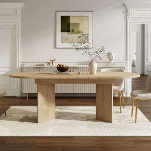 Mesa de comedor extensible para 4 a 8 personas mdf roble 120 160x80cm