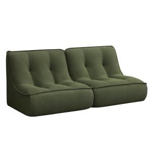 Oviala - juego de 2 sillones de tela 160 x 90 x 70 cm color verde