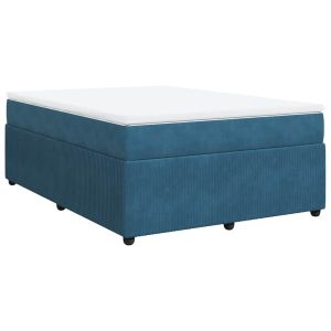 vidaXL cama box spring con colchón terciopelo azul oscuro 140x200 cm