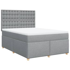 vidaXL cama box spring con colchón tela gris claro 140x200 cm