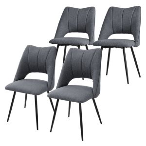 Juego de 4x sillas de comedor sillón tapizado  gris de poliéster
