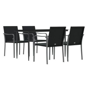 vidaXL juego comedor jardín 5 piezas y cojines ratán sintético y acero