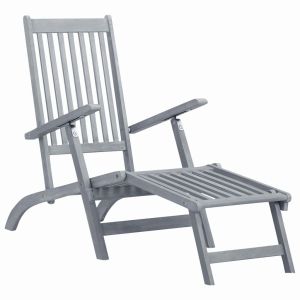 vidaXL tumbona de jardín con reposapiés de madera maciza de acacia