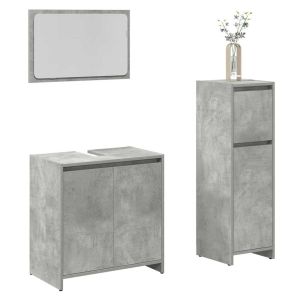 Set muebles de baño 2 piezas madera contrachapada gris hormigón esb5467