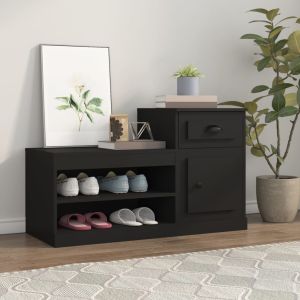 Mueble zapatero madera contrachapada negro 100x42x60 cm