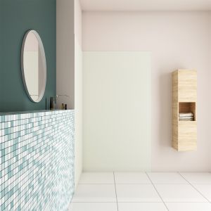 Panel angular de pared para ducha en aluminio,marfil,40x40x210cm