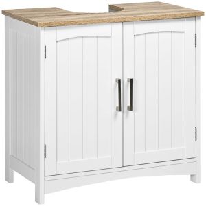 Armario de baño 60x33x60 cm mdf color blanco kleankin, hogar - baño
