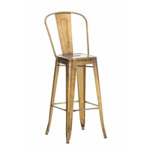 Taburete alto metal clásico dorado - con respaldo - 44 cm