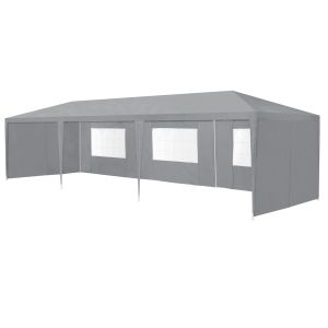 Carpa pabellón para jardín wedau metal 900 x 300 x 255 cm gris oscuro
