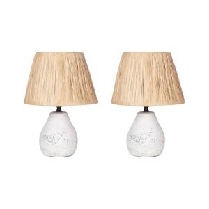 Conjunto de 2 lámparas de mesa arwadito cerámica blanco crema