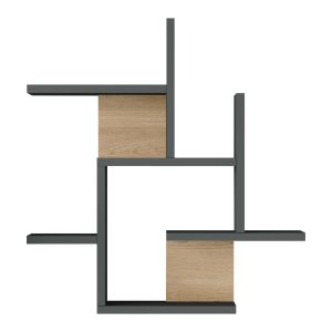 Estantería de pared reyna 66x63x15 cm - antracita / efecto madera [en.casa]