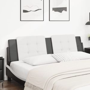 Cabecero de cama acolchado cuero sintético blanco negro 180 cm eso8620