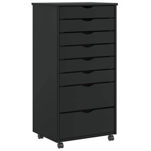 Cajonera con ruedas moss madera maciza de pino negro efe5855