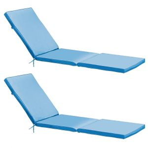 Oviala - lote de 2 cojines de poliéster azul para tumbona 186 x 53 x 5 cm