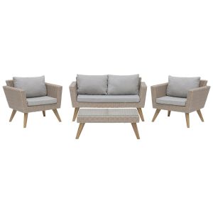 Conjunto de jardín con mesa 4 plazas vittoria ratán sintético gris