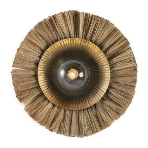 Aplique 53x20x53 hierba marina natural, metal laton envejecido, cristal