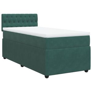 vidaXL cama box spring con colchón terciopelo verde oscuro 90x190 cm