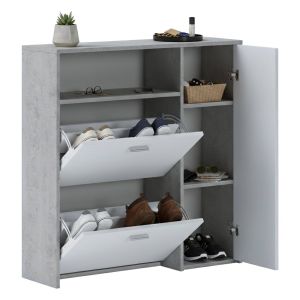 Mueble de entrada escultor, 3 estantes, madera gris cemento