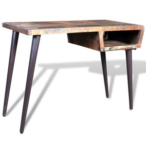 vidaXL escritorio de madera reciclada con patas de hierro