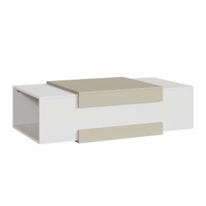 Mesa de centro eljak 110x57x31cm - blanco / arena [en.casa]
